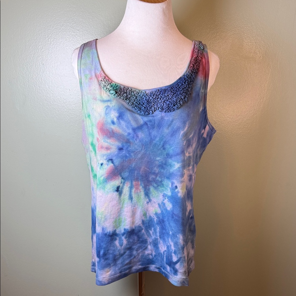 Vibrant Blue Tie-Dye Tank Top